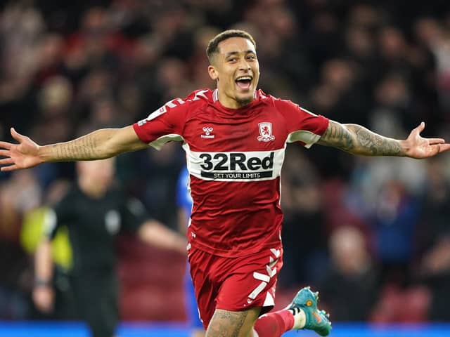 Marcus Tavernier celebrates his opener for Middlesbrough against Cardiff City. Picture: PA