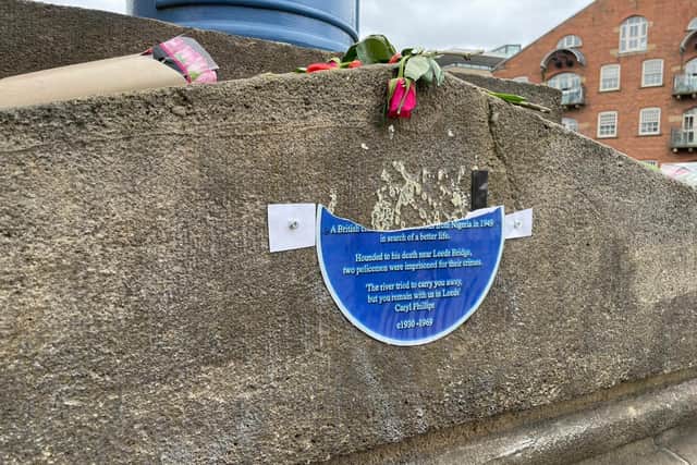 The temporary plaque was put in place after the first plaque, unveiled at a ceremony earlier this week, was stolen on the night after it was revealed.