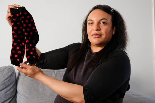 Lorna Egerton-Fearn said she was angry after staff at her son's school sent him own for wearing spotted socks. Photo: SWNS