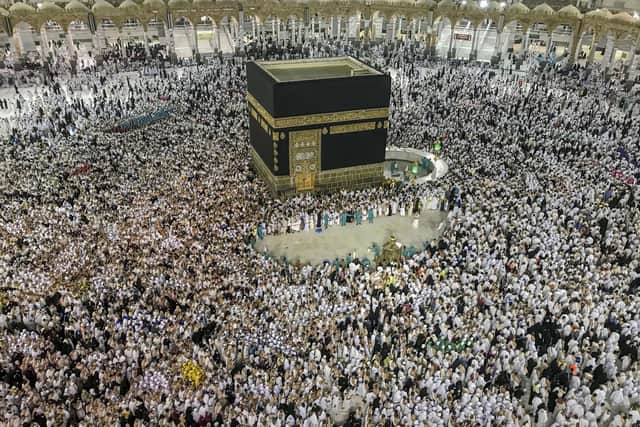 Muslim pilgrims perform the tawaf-e-ifadha circling of the Kaaba, during the annual Haj pilgrimage on the first day of Eid al-Adha in Mecca, Saudi Arabia