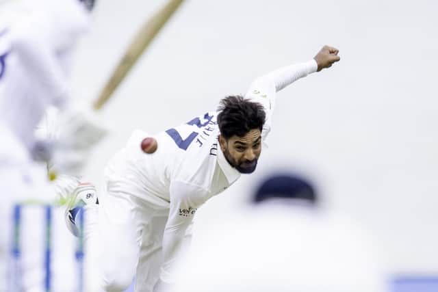 Excellent spell: Yorkshire paceman Haris Rauf reduced Kent to 20-3 early on. Picture by Allan McKenzie/SWpix.com