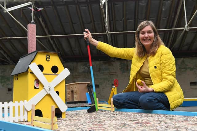 My Crazy Family Golf, is a participative project made by Lisa Watts and her father where visitors will be invited to play five holes of crazy golf. It is intended inspire visitors to reflect on their own family relationships, the nature of care, and the significance of personal interactions.