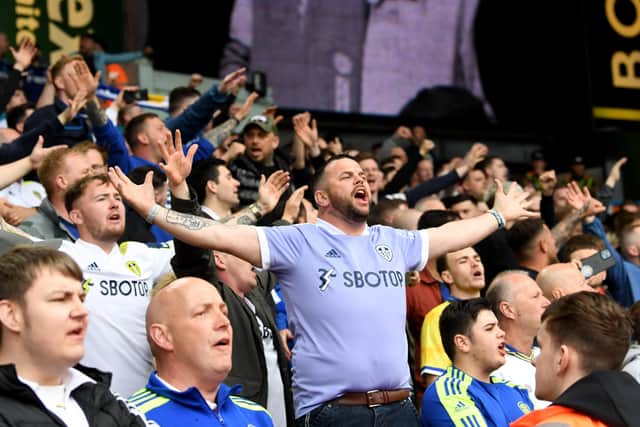 Leeds United fans in good voice against Man City (Picture: Simon Hulme)