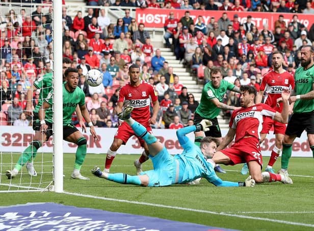 GOAL: Matt Crooks scores against Stoke City in Saturday's game at the Riverside