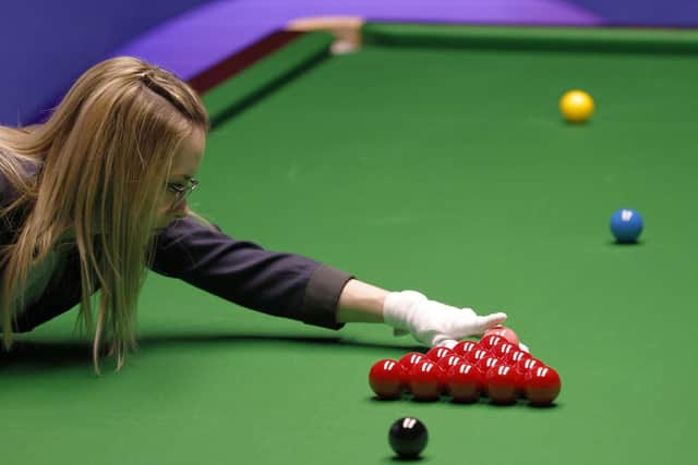 Referee Desislava Bozhilova during day one at The Crucible, Sheffield, on Saturday April 16, 2022. Picture: Richard Sellers/PA Wire.