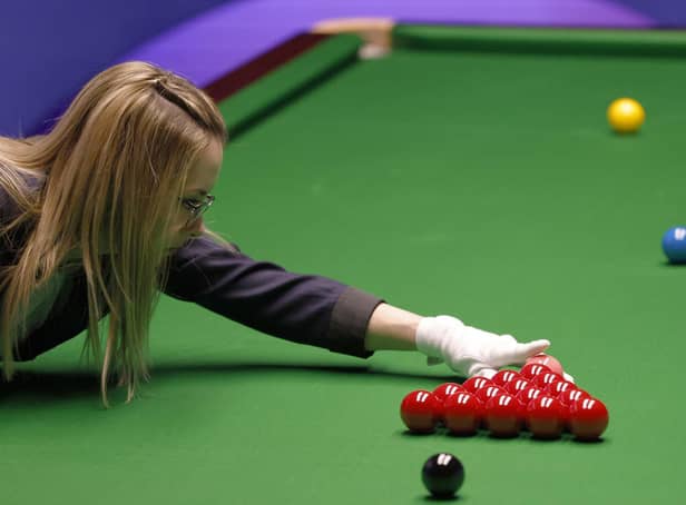 Referee Desislava Bozhilova during day one at The Crucible, Sheffield, on Saturday April 16, 2022. Picture: Richard Sellers/PA Wire.