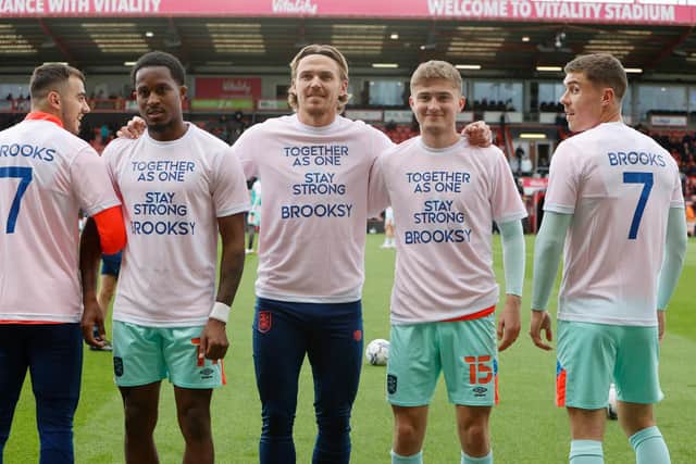 OUTPOURING OF SUPPORT: Huddersfield Town players show their support shortly after Brooks's diagnosis. Picture: Getty Images.