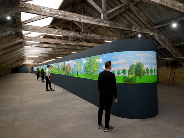 David Hockneys biggest ever painting A Year in Normandie goes on display, at Salts Mill, Saltaire  Picture: Simon Hulme