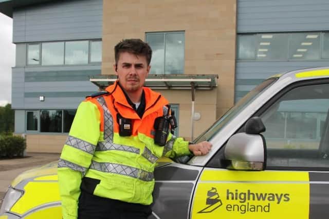 Ally Maitland-Titterton can be seen in the new series in both his roles with National Highways – a Traffic Officer and Regional Operations Centre Operator . Credit: National Highways