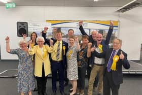 Liberal Democrats celebrate their strong performance in Harrogate.