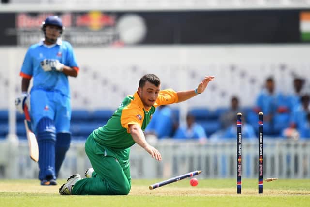 Tian Koekemoer - seen in action for South Africa against in July 2014 - took the first-ever 10-wicket haul in the Yorkshire Southern Premier League for Tickhill against Barnsley Picture: Christopher Lee/Getty Images