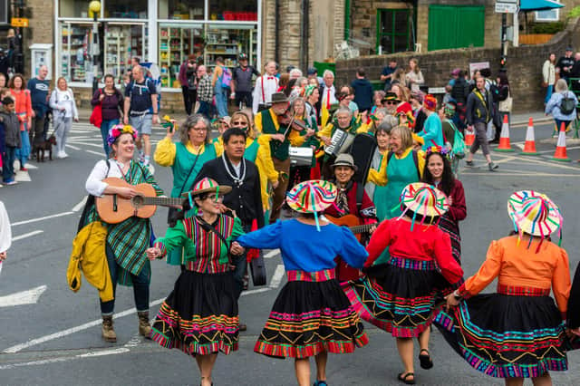 There were 18 dance groups performing, from belly dancing to traditional Morris, complete with garlands, slings and bobbins, and traditional bells and clogs.  Image: James Hardisty