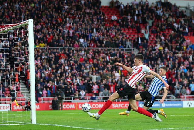 ADVANTAGE SUNDERLAND: Ross Stewart's goal gave the Black Cats a 1-0 lead in the play-off tie on Friday night. Picture: Getty Images.