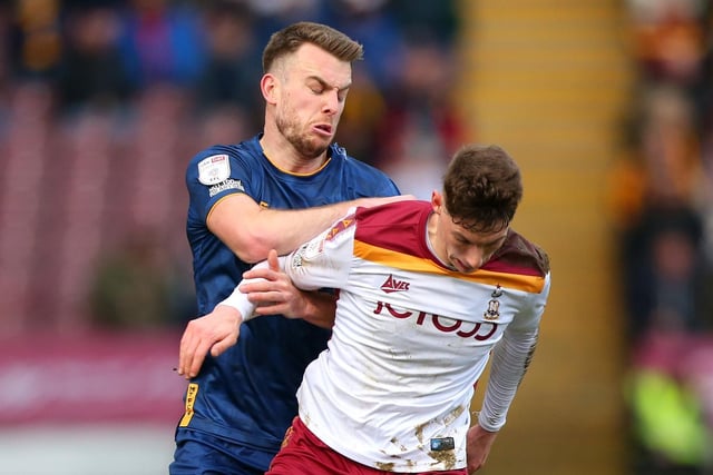 The left-back, front, played in half of Bradford's League Two games this season.