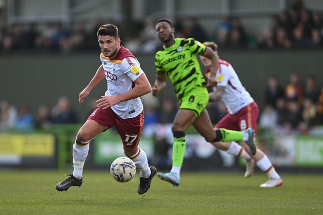 The midfielder played 20 times for the Bantams in League Two, scoring one goal and providing two assists.