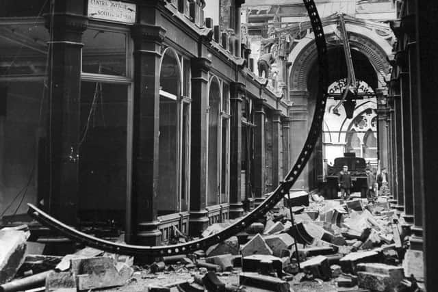 The Swan Arcade, where he worked as a clerk in a wool office from 1910-14, during demolition in the 1960s