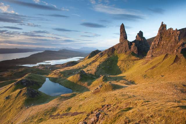 Sunrise over the Old Man of Storr on the Isle of Skye in Scotland. Photo: Tom White/PA Wire.