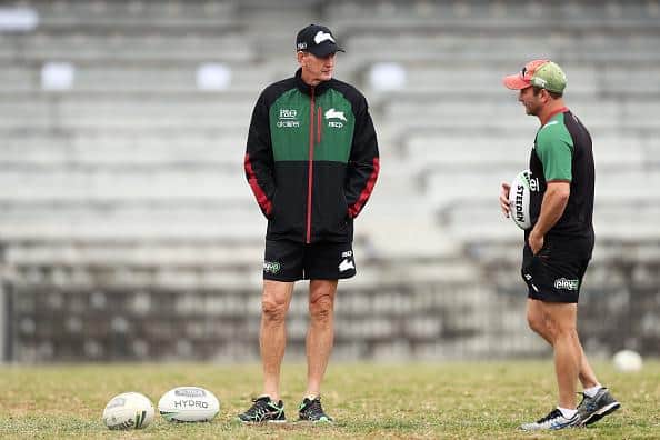 Willie Peters, right, worked under Wayne Bennett, left, at South Sydney. (Picture: Getty Images)