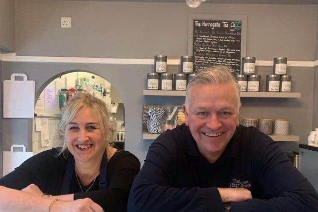 Carrie and Tony Wilkinson, owners of The Harrogate Tea Rooms.