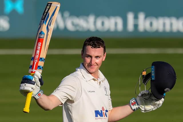 Harry Brook has raised his bat to acknowledge a half-century or more in all six of his County Championship innings so far this season for Yorkshire. (Picture: John Heald)