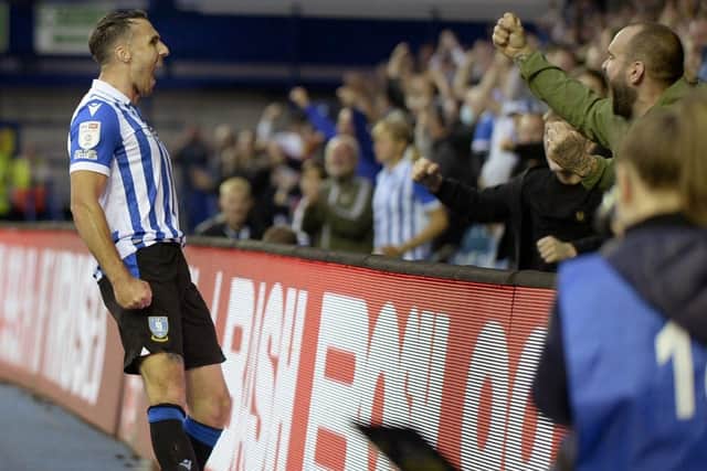 FANS FAVOURITE: Lee Gregory celebrates with Sheffield Wednesday supporters