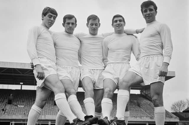 A: Lining up ahead of the FA Cup Final against Everton are, from left to right: Graham Pugh, John Fantham, Jim McCalliog, David Ford and Johnny Quinn.