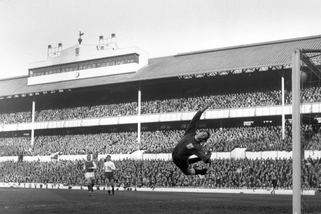 A: Top bins - White Hart Lane, 1965 and the keeper beaten at full stretch by a Sheffield Wednesday strike is one Pat Jennings.