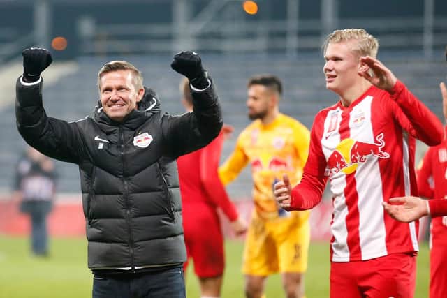 OLD FRIENDS: Jesse Marsch and Erling Haaland worked together at Red Bull Salzburg. Picture: Getty Images.
