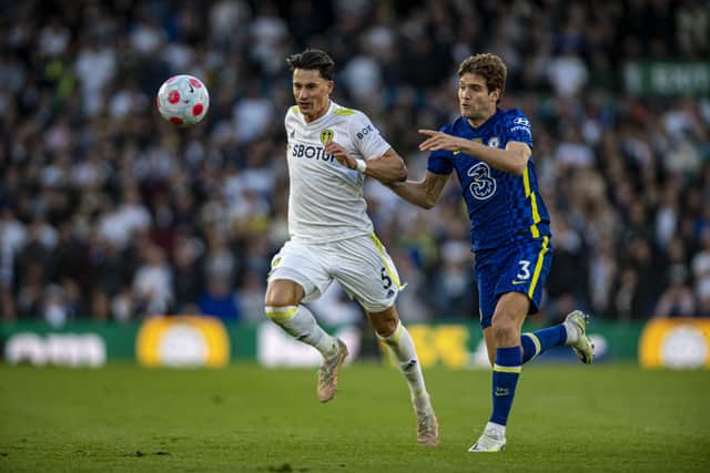 Leeds United's Robin Kock outruns Chelsea's Marcos Alonso. (Picture: Tony Johnson)