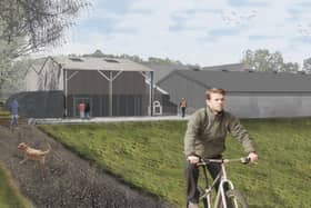 Plans lodged with East Riding Council would see the land and building at Field House Farm, in Tibthorpe, turned into a stop off for walkers, cyclists and horse riders. CGI of the site.
