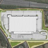 An illustrative masterplan of how the proposed Amazon distribution centre near Cleckheaton could look. (Image: ISG Retail Ltd (Bristol)