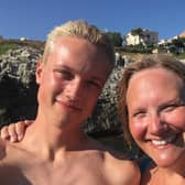 Pat Sowa with her son died, who died through suicide aged 17. Pat now shares her family's story to raise awareness about suicide and mental health.