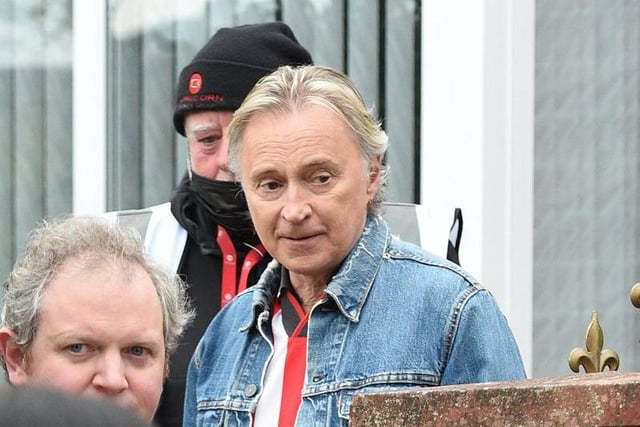 Robert Carlyle pictured during filming for The Full Monty Disney+ miniseries in Manchester. Photo: Mark Campbell
