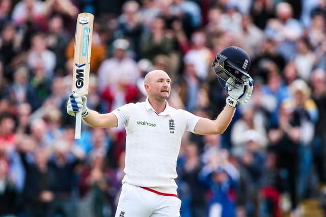 Yorkshire's Adam Lyth celebrates his maiden Test century at his home ground of Headingley for England against New Zealand in May 2015 Picture by Alex Whitehead/SWpix.com