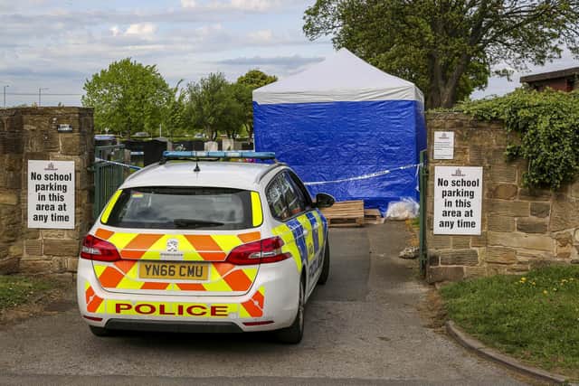 Police on guard at Carlton Cemetery earlier this month after it had been confirmed that a grave had been disturbed. A forensic tent was set up while police investigated.
Picture: Matthew Lofthouse/SWNS