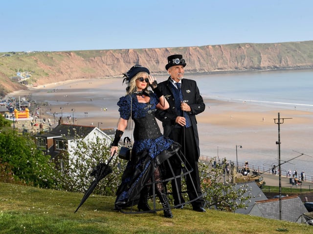 Julie and John Broadhead from Cottingham looking like a classic Steampunk couple