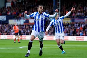 GOAL: Danel Sinani celebrates opening the scoring for Huddersfield Town