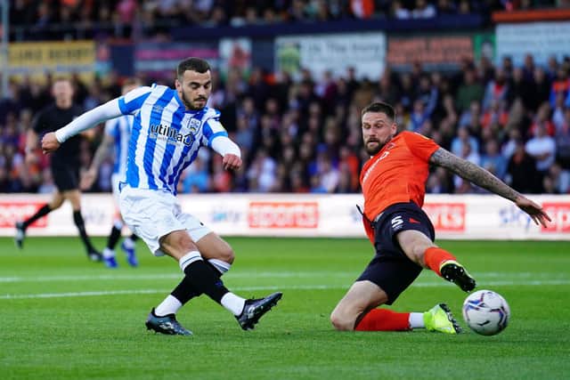 Huddersfield Town's Danel Sinani nets for the visitors. Picture: PA