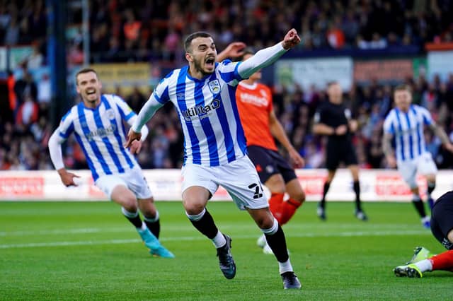 Huddersfield Town's Danel Sinani celebrates scoring. Picture: PA