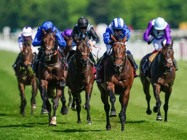 Baaeed ridden by Jim Crowley on their way to victory in the Al Shaqab Lockinge Stakes at Newbury racecourse. (Picture: PA)