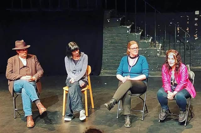 Actors Mark Hindman-Smith, Helen Lewis and Director Samantha Hindman and playwright Sonia Do Lorenzo during the QandA session after Imperfect.