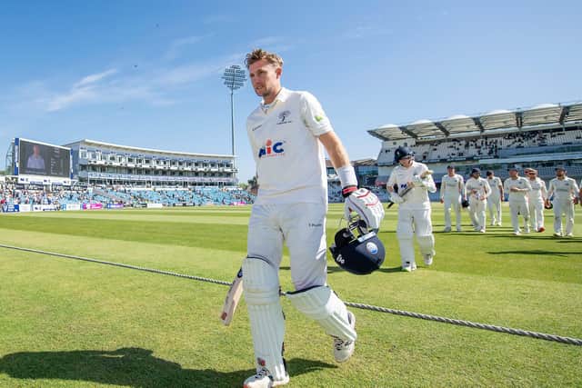 Yorkshire's Joe Root and Lancashire's James Anderson went head-to-head but there was hardly anyone there to see it (Picture: SWPix.com)