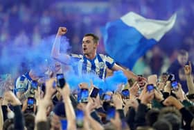 Huddersfield Town's Harry Toffolo celebrates getting through to the play off final. Picture: PA