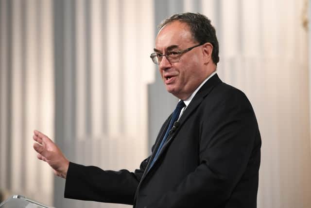 Bank of England Governor Andrew Bailey delivering a speech.