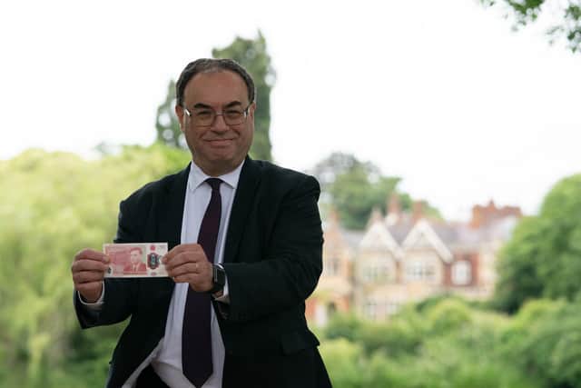 Bank of England Governor Andrew Bailey unveiling the new £50 note.