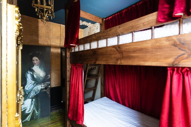 Visitors can sleep in a set of bunk beds, just like those in Hogwarts boarding houses, which are large enough to fit adults.