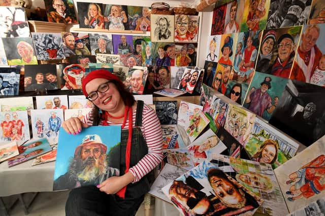 Sue Clayton, a portrait artist in York who has created 140 portraits to mark York City's upcoming centenary year.