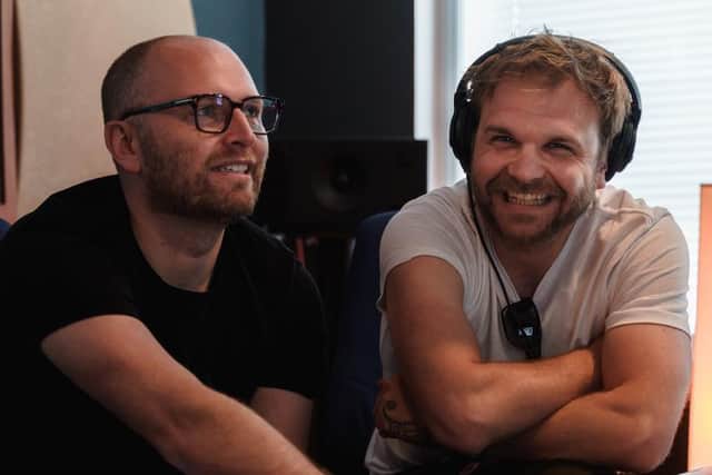 Sid Sadowskyj and Scott Elliott, known for their film Scott and Sid which won Best British Film in 2019, working on their advert campaign Project Yorkshire which features Sean Bean.