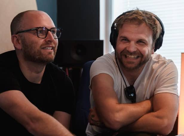 Sid Sadowskyj and Scott Elliott, known for their film Scott and Sid which won Best British Film in 2019, working on their advert campaign Project Yorkshire which features Sean Bean.