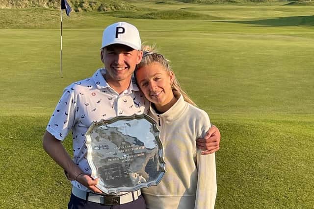 Charlie Thornton with girlfriend Anna after winning the West of England at Saunton which this week hosts the Brabazon.